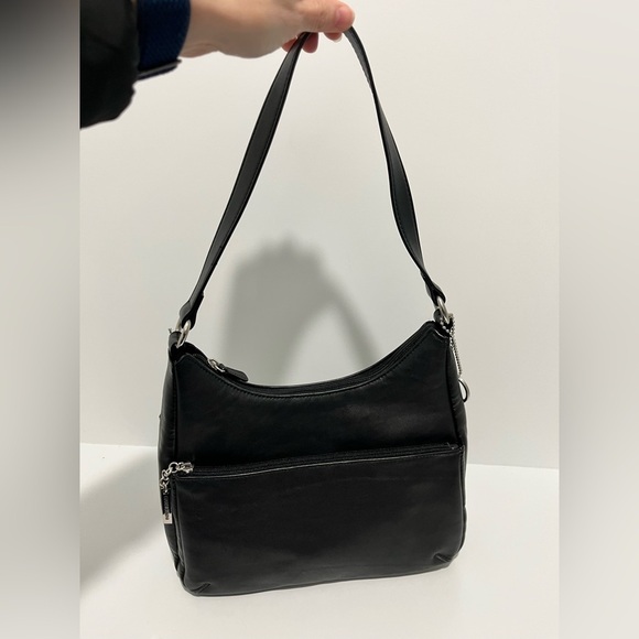 Giani Bernini Nappa Leather Round Hobo Bag Silhouette Black shoulder medium size - Picture 4 of 9